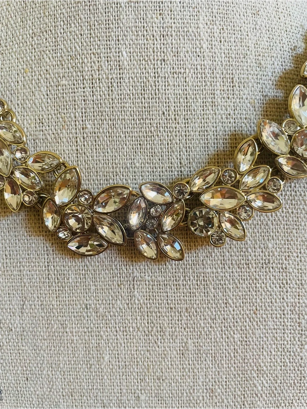 J. Crew Gold Crystal Leaf Statement Necklace - Women Jewelry